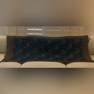 Elegant Blue and Gold Shawl